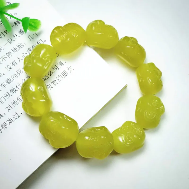 

Yingrun Honey Gold Color Xiuyan Нефритовый браслет Будды