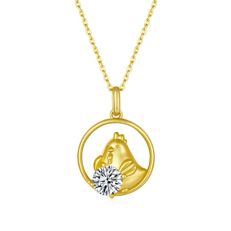 Twelve Chinese Zodiac Signs Moissanite Necklace Pendant Antique Gold Plated S925 Sterling Silver for Women Party Birthday  gift