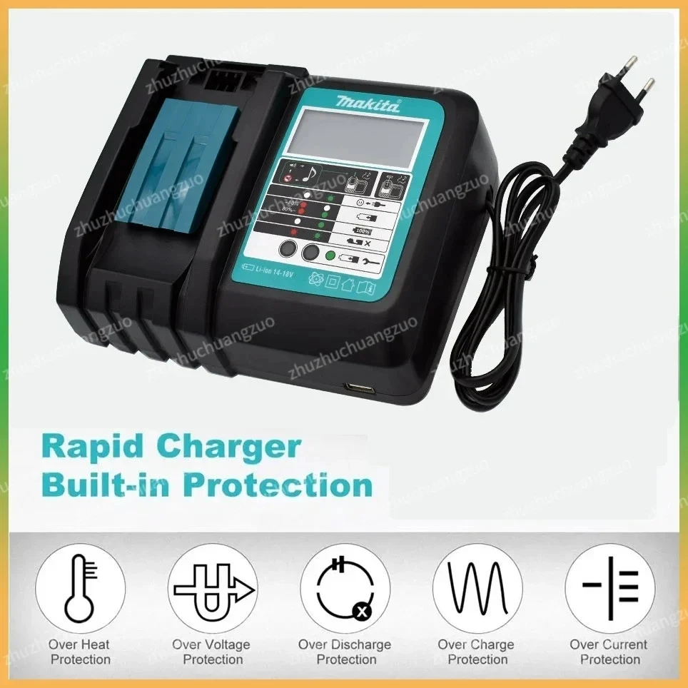 Original Makita 6.0Ah 18V Li-ion Battery Charger DC18RF BL1840 BL1830 BL1430BL1440 DC18RC Charging Tool With USB Port