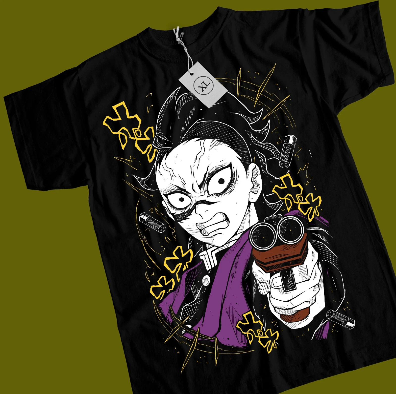 2026 Sommer Demon Slayer Anime Shinazugawa Genya Bedrucktes Lockeres Kurzarm-T-Shirt aus Reiner Baumwolle für Kinder Trendiges Unisex Freizeit-Shirt