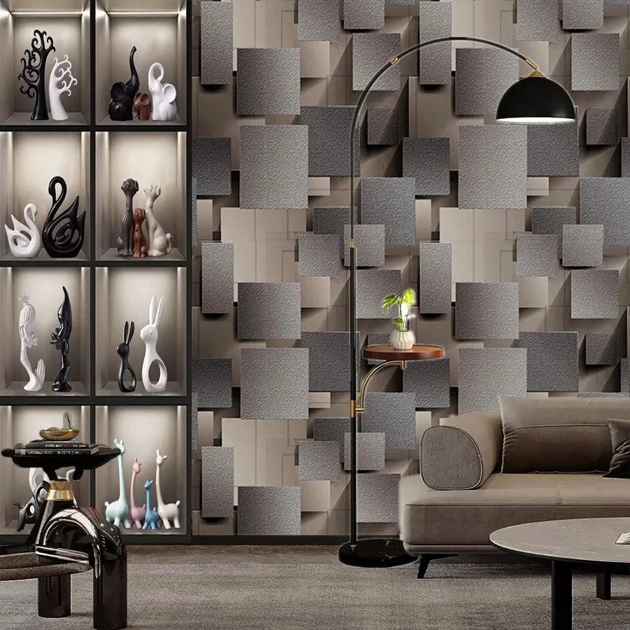 3D Gray Three-dimensional Self-adhesive Wallpaper for Home Decoration, Building Materials, TV Background Wall, PVC Wall Stickers