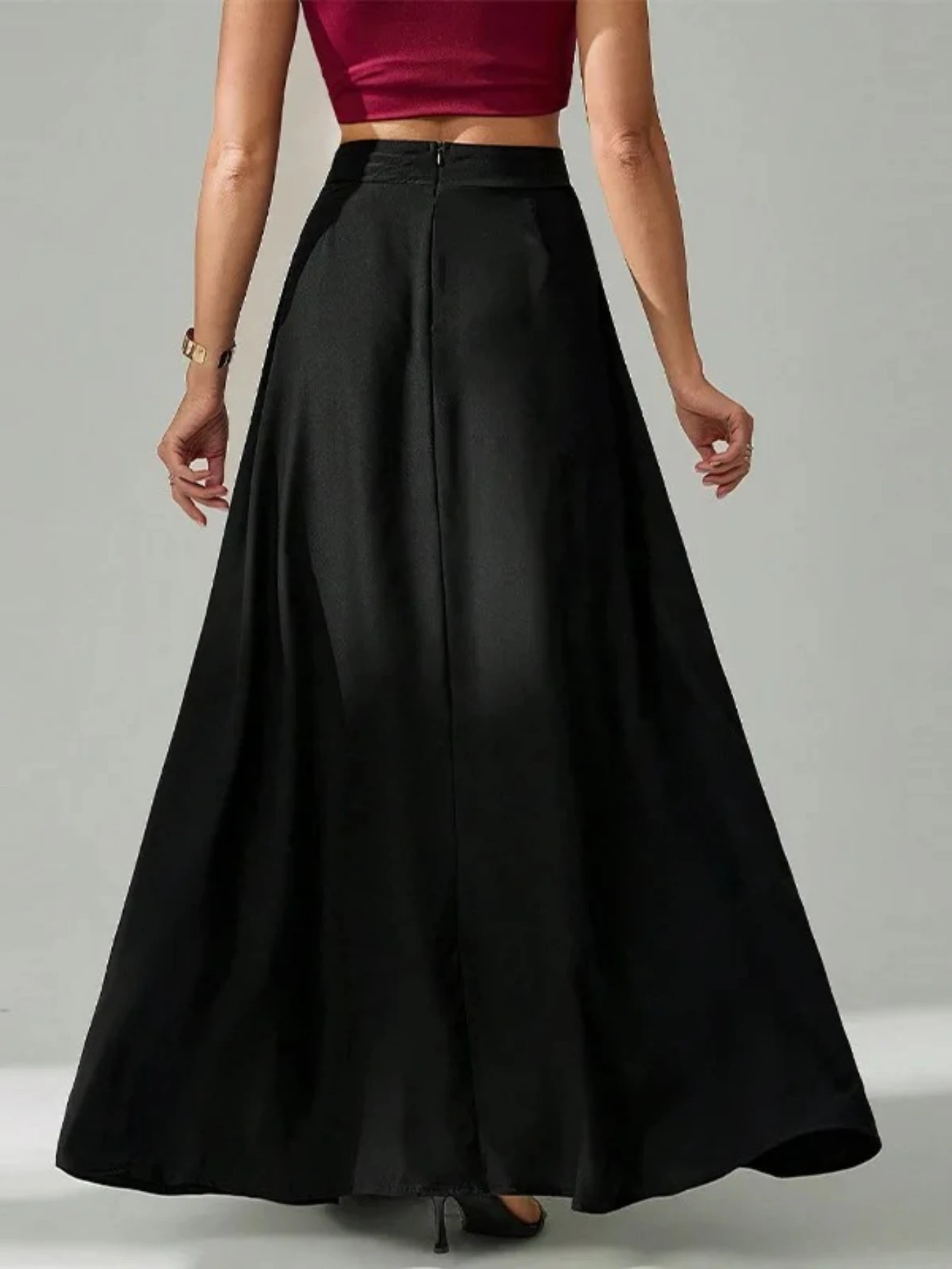 تنورة ميدي سوداء على الطراز الأوروبي والأمريكي #3