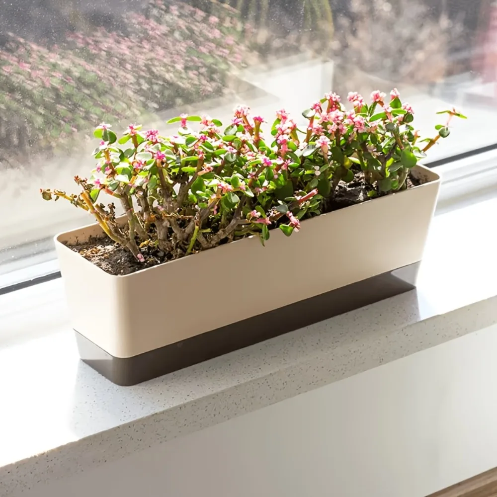 Long Strip Balcony Flower Pot Window Sill Planting Flower Pot Narrow Edge Household Succulent Drainage Hole Design Planting Pot