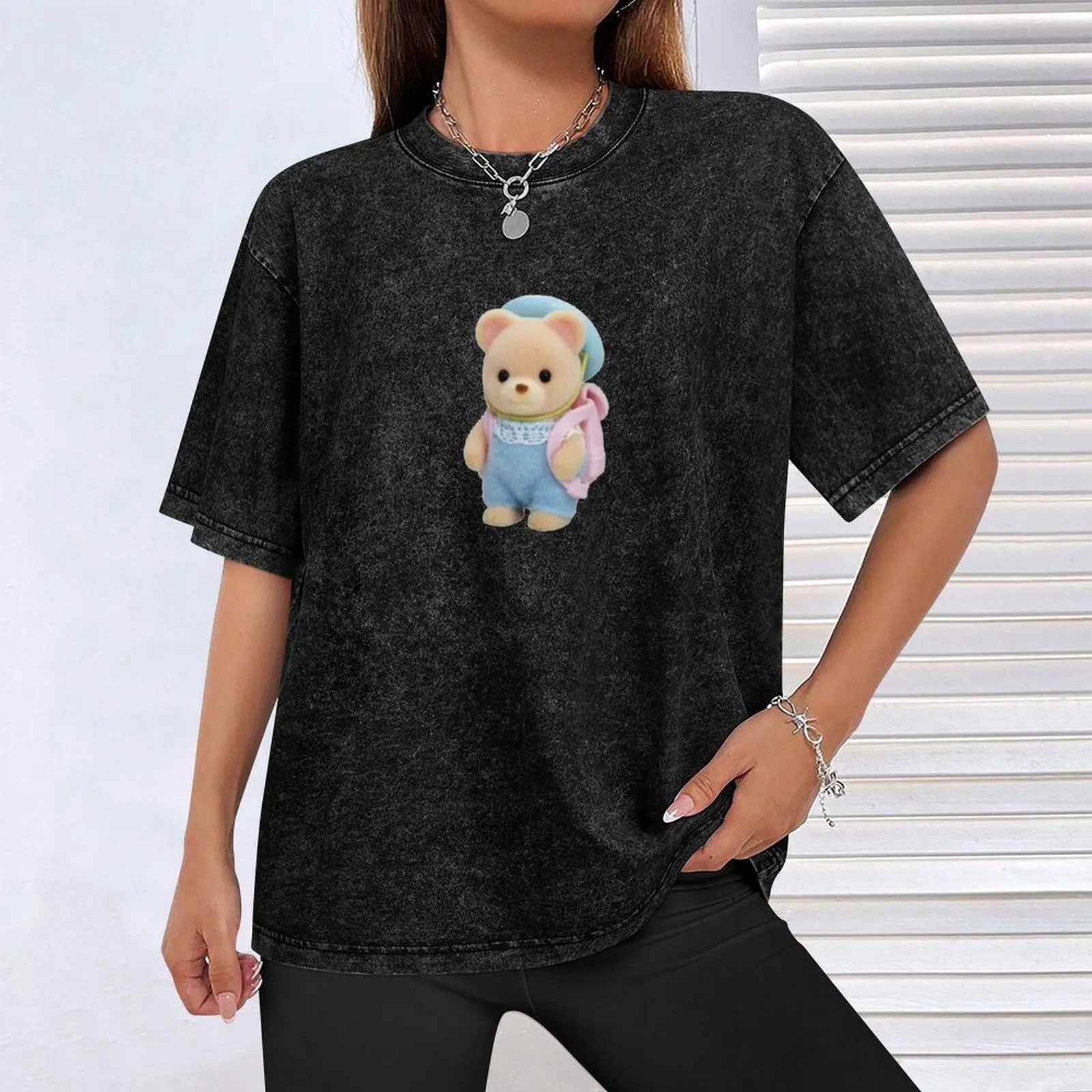 Calico Critters-Camiseta de oso con mochila para hombre, Camisetas estampadas de algodón, color negro, nueva edición