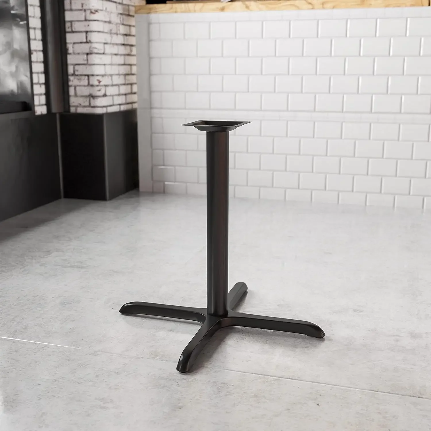 Furniture 30" x 30" Restaurant Table X-Base with 3" Diameter Table Height Column, Commercial X-Base Cast Iron Restaurant Table B