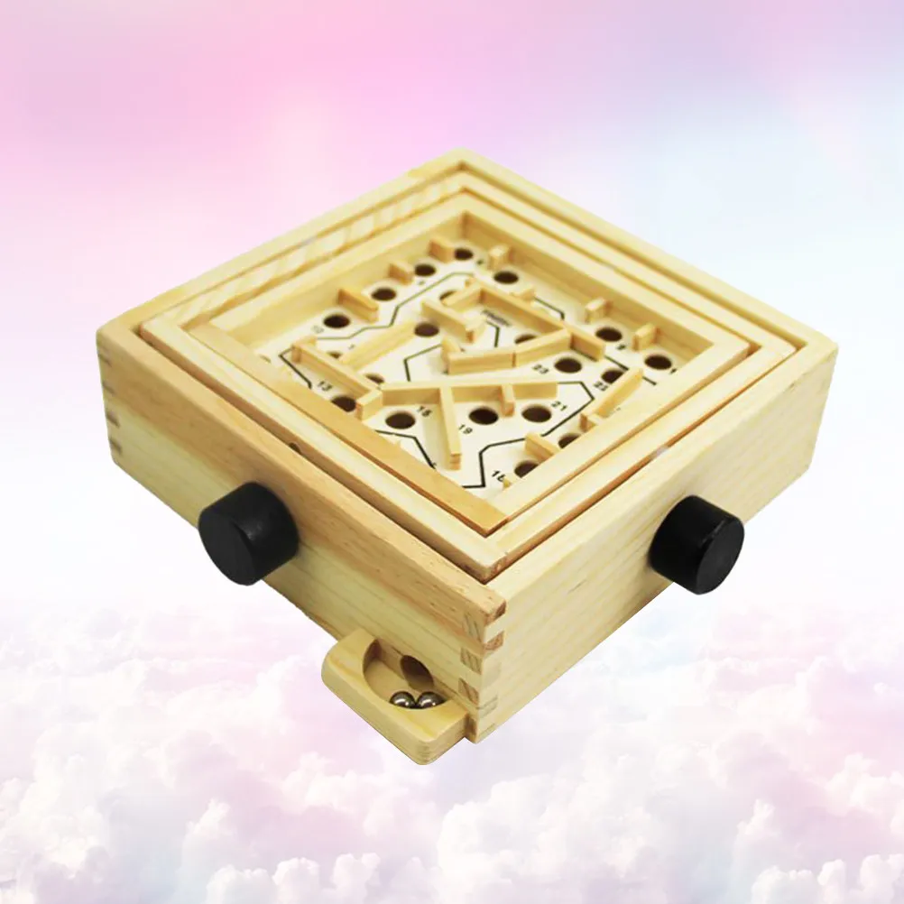 1 Stück Mini Holz-Labyrinth-Puzzle Intellektuelles Spiel für Kinder Brettspiel Kugel-Herausforderung Lehrreiches Balance-Logik-Spiel