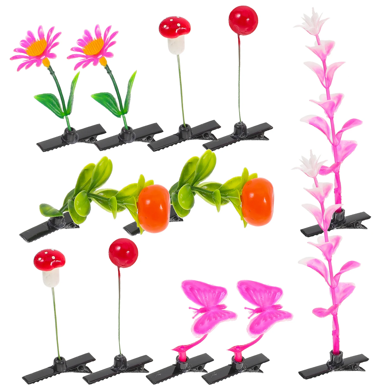 

12 Pcs Plant Hair Clips Realistic Flowers Plant Hair Barrettes Durable Girls Accessories Various Colors Styling