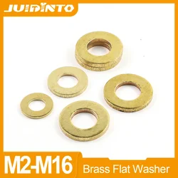 JUIDINTO 2-100pcs Brass Flat Washer M2 M.5 M3 M4 M5 Copper Metric Round Seal Gasket Plain Washer for Electrical Connections