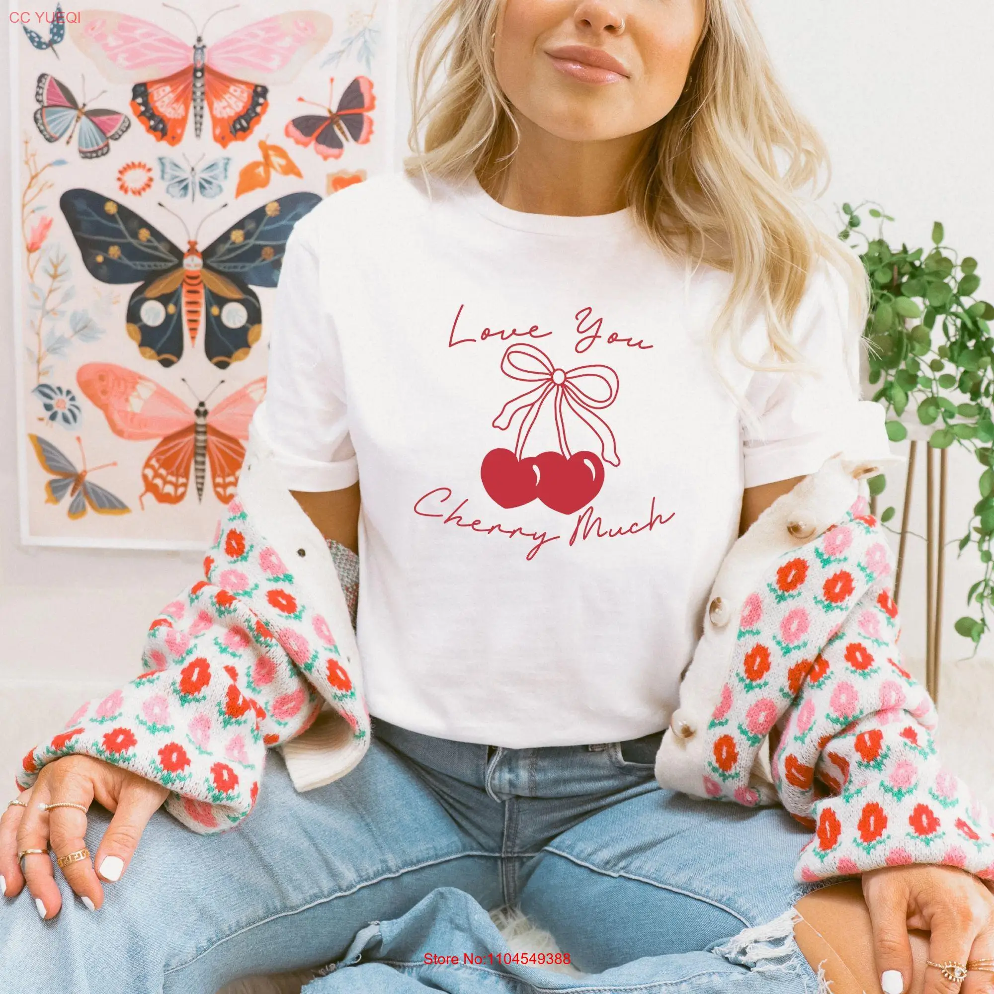 

Love You Cherry Much T Shirt Cute Croquette Bow and Valentines Anniversary Soft Girl Pinterest Aesthetic
