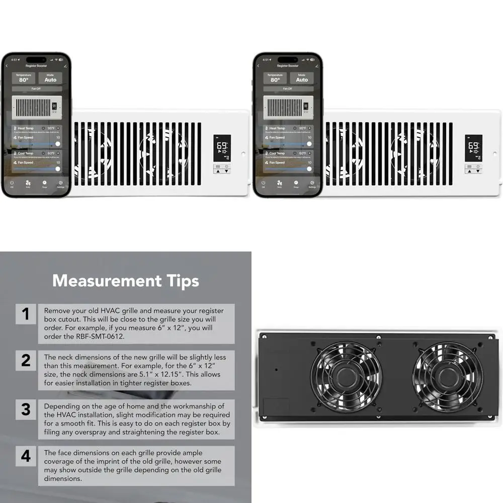 

Smart App-Controlled 4x12 Ventilation Register with Auto-Adjusting 10-Speed Fan