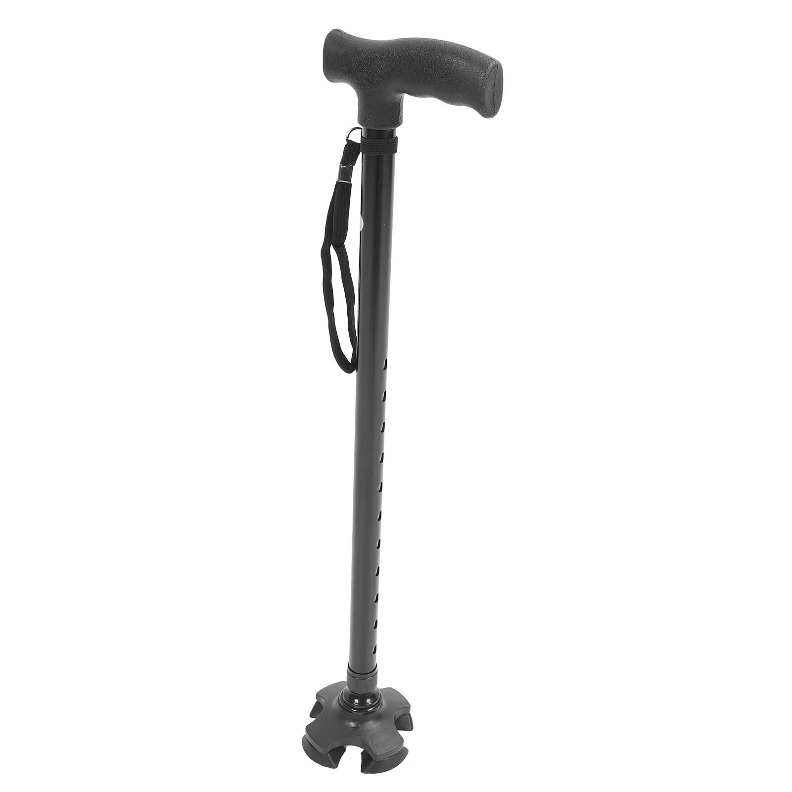 Walking Cane Adjustable Height Anti Slip Lightweight Retractable Senior Walking Stick with 4 Pronged Base for Mountaineering