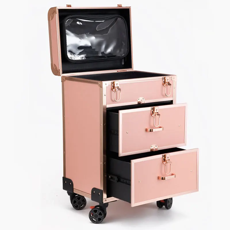 Professional Make-up Artist Toolbox Rolling Luggage Makeup Toolbox Beauty Suitcase Makeup Trolley Case Nail Tattoo Trolley Box