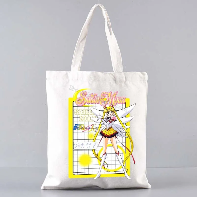 Sailor Moon Shoulder Bags for Women cute Harajuku Shopping Canvas Shopper Bag girl handbag Tote pouch Casual  Large Capacity