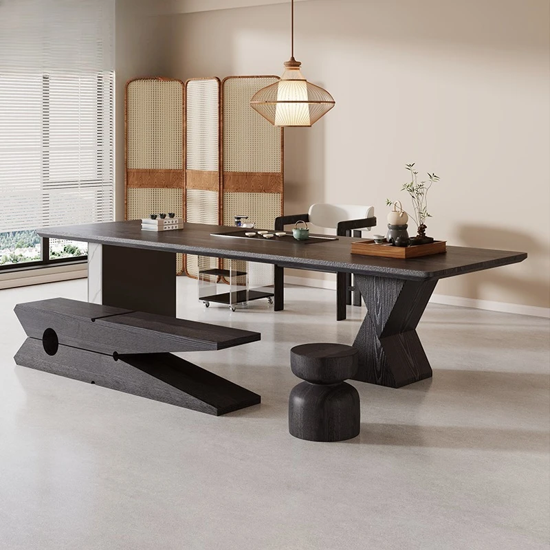 

Light luxury modern high-end tea table solid wood tea table office