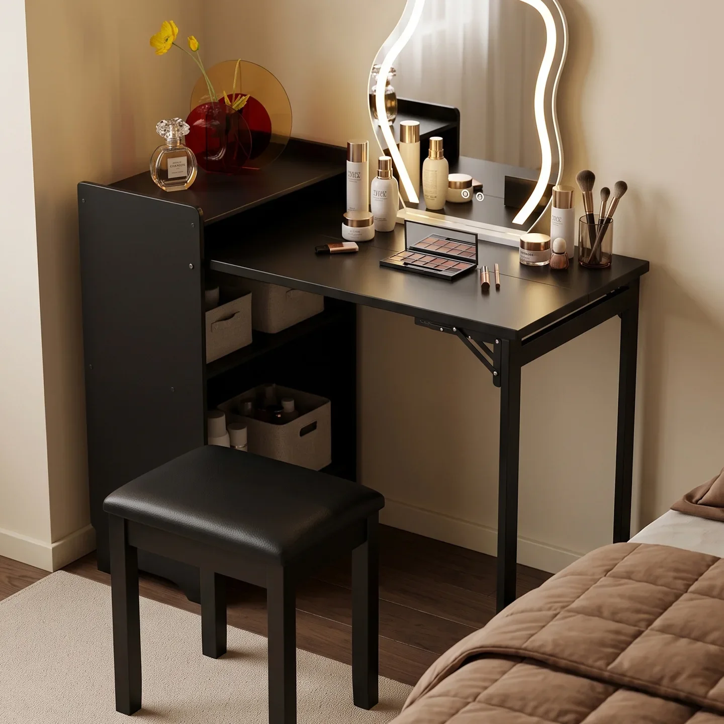 Solid wood desk foldable learning writing table rectangular computer table adult household small apartment bedroom bedside