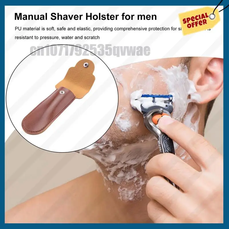 -A89Z Navalha Caso Suporte de Viagem Manual Duplo Borda Navalhas de Segurança Recipiente Bolsa de Couro PU