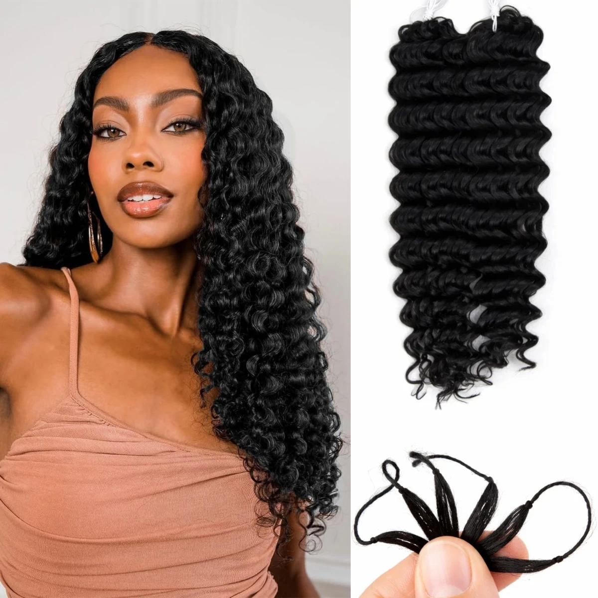 

Натуральные волосы Deep Wave для плетения косичек, предварительно разделенные, без узлов, для крючкового плетения, 100% натуральные, невидимые косы