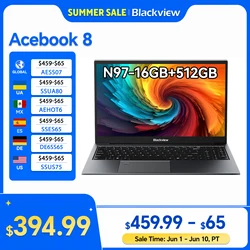 Blackview Acebook 8 Laptop 15.6''  Win 11 12th Gen Intel Core N97 processor 16GB DDR4 512GB SSD 5000mAh Battery with 36W Charge