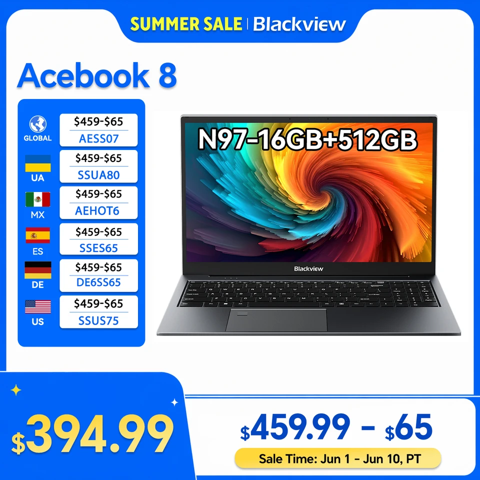 Blackview Acebook 8 15.6 Laptop, 16GB RAM, 512GB SSD, Intel N97