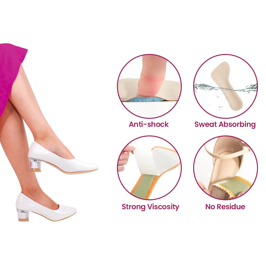 

2Pcs Women High-Heel Shoes Insoles Anti-Slip Paste Septum Cushion Insole Washable Comfort Breathable Massage Sandals Shoe Pads