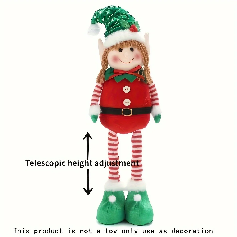 1/2pcs Classic Stretchable Elf Figurine, Festive Polyester Wall Hanging, Unisex Christmas Party Decor, No Laser, No Feather, Hol