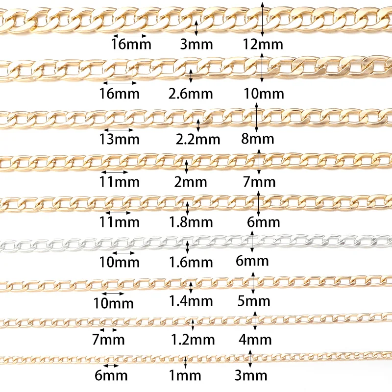 5 yards/rol aluminium kettingen platte vorm NK lijn ketting voor DIY armband ketting sieraden maken accessoires benodigdheden