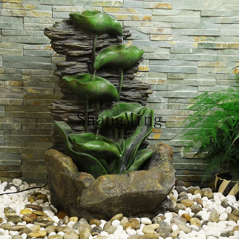 

SM's new large lotus leaf flowing water courtyard landscape ornament resin fountain decoration