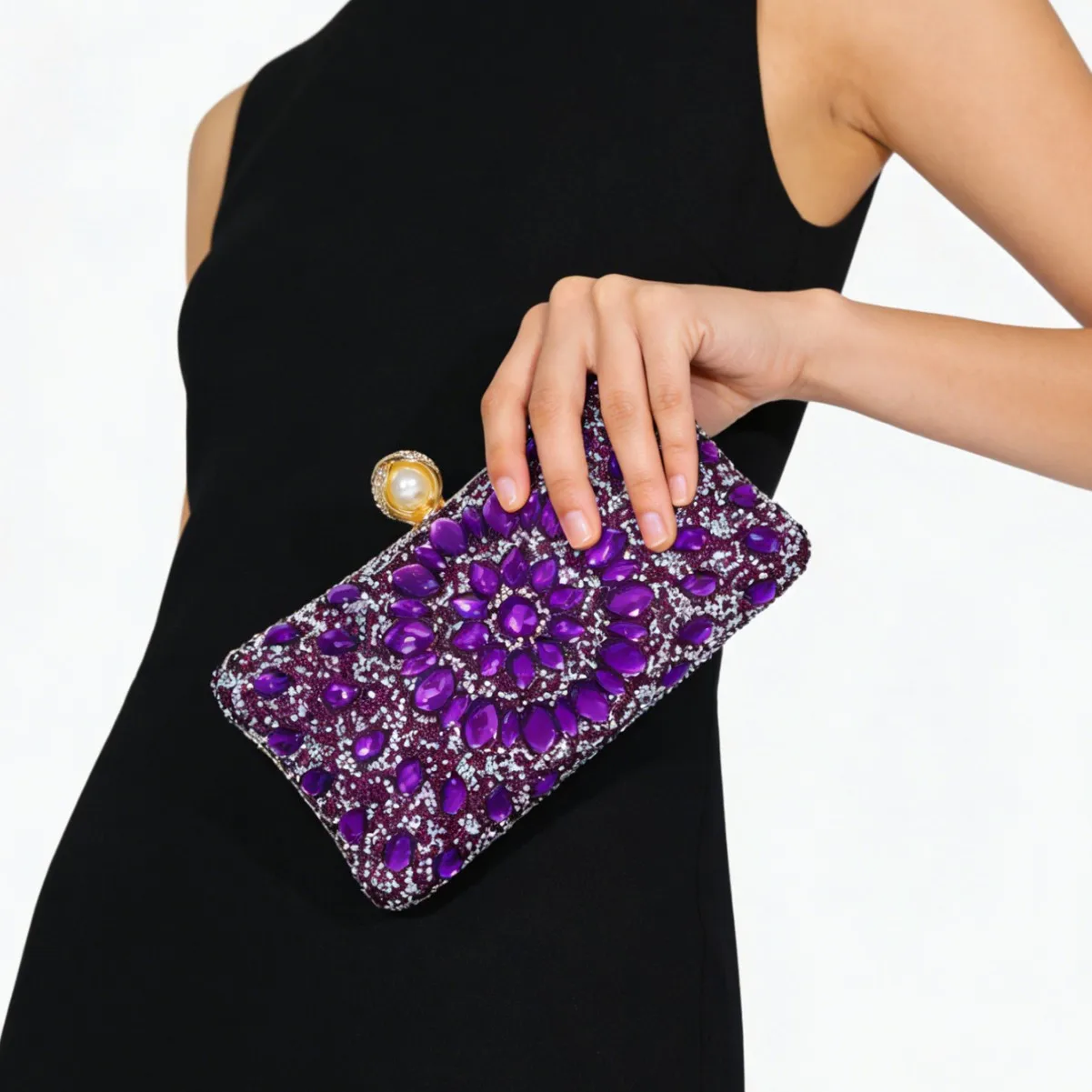 Luxury Full Diamond Inlay Shining Evening Bags for Women Handmade Wedding Party Small Clutch Purse Chain Shoulder Bag Crossbody