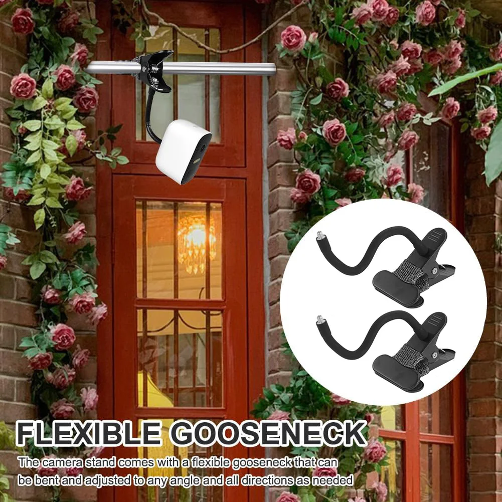 2PCS Flexible Gooseneck Camera Bracket Metal Black For EufyCam 2C For Pro 3 Ring Holder Nail Free Adjustable Mount Stand