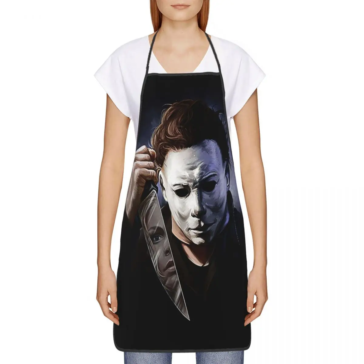 Michael Myers Halloween Killer Bib Aprons Women Men Unisex Kitchen Chef Horror Movie Tablier Cuisine for Cooking Baking Painting