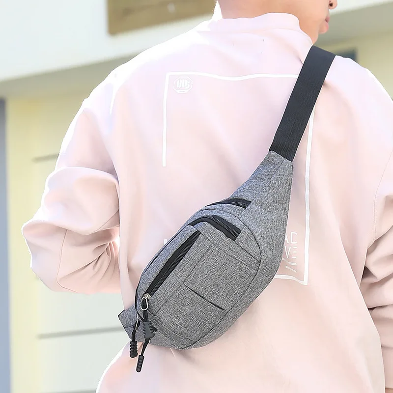 Men's Breast Package Waterproof Outdoor Sports Bag Canvas Pouch Korean-style Waist Bag Fanny Pouch Crossbody Male Banana Bag