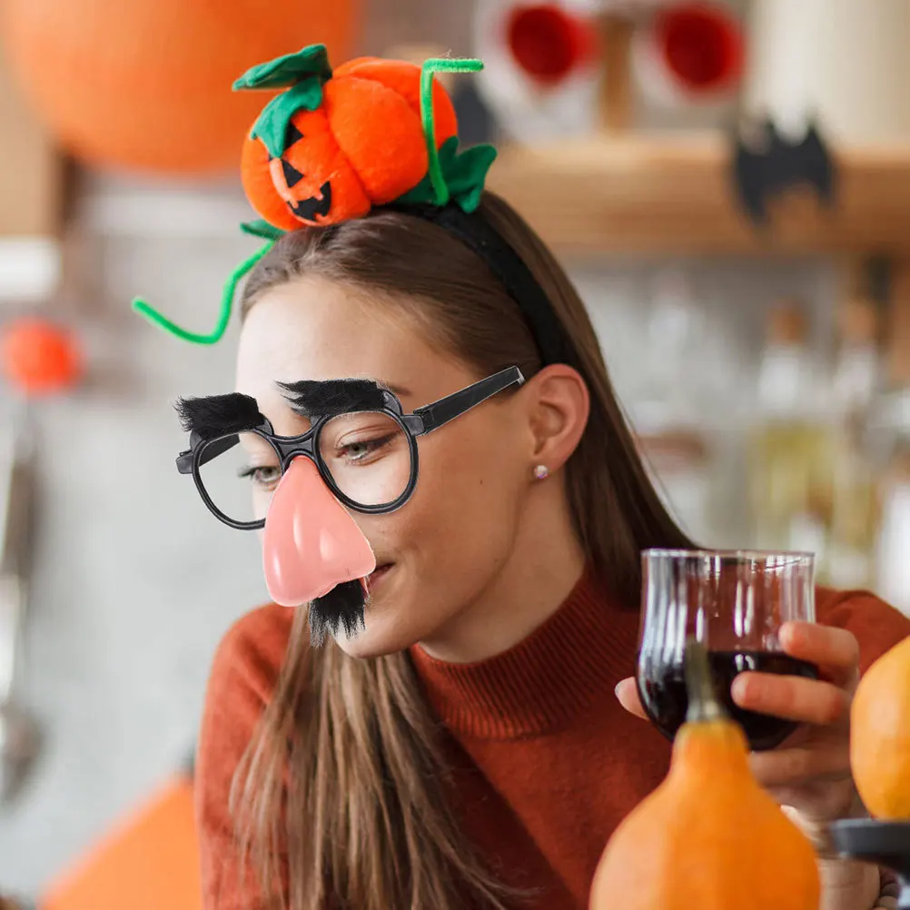 

10pcs Halloween Costume Glasses Big Nose Funny Eyeglasses Mustache Eyebrows For Party Cosplay Prank Decorations Trick Dress Up