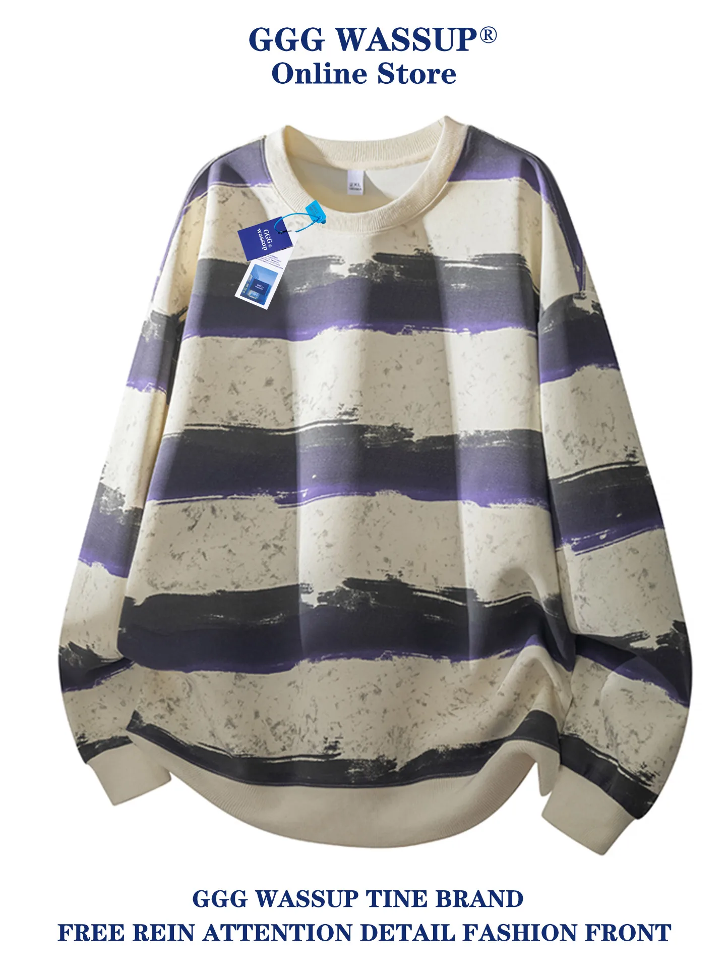 

Loose Fit Men's Stripe Sweatirt round Ne Base Layer irt Hong Kong Sle Casual Long Sve Polyester Fabric 2025 Autumn...