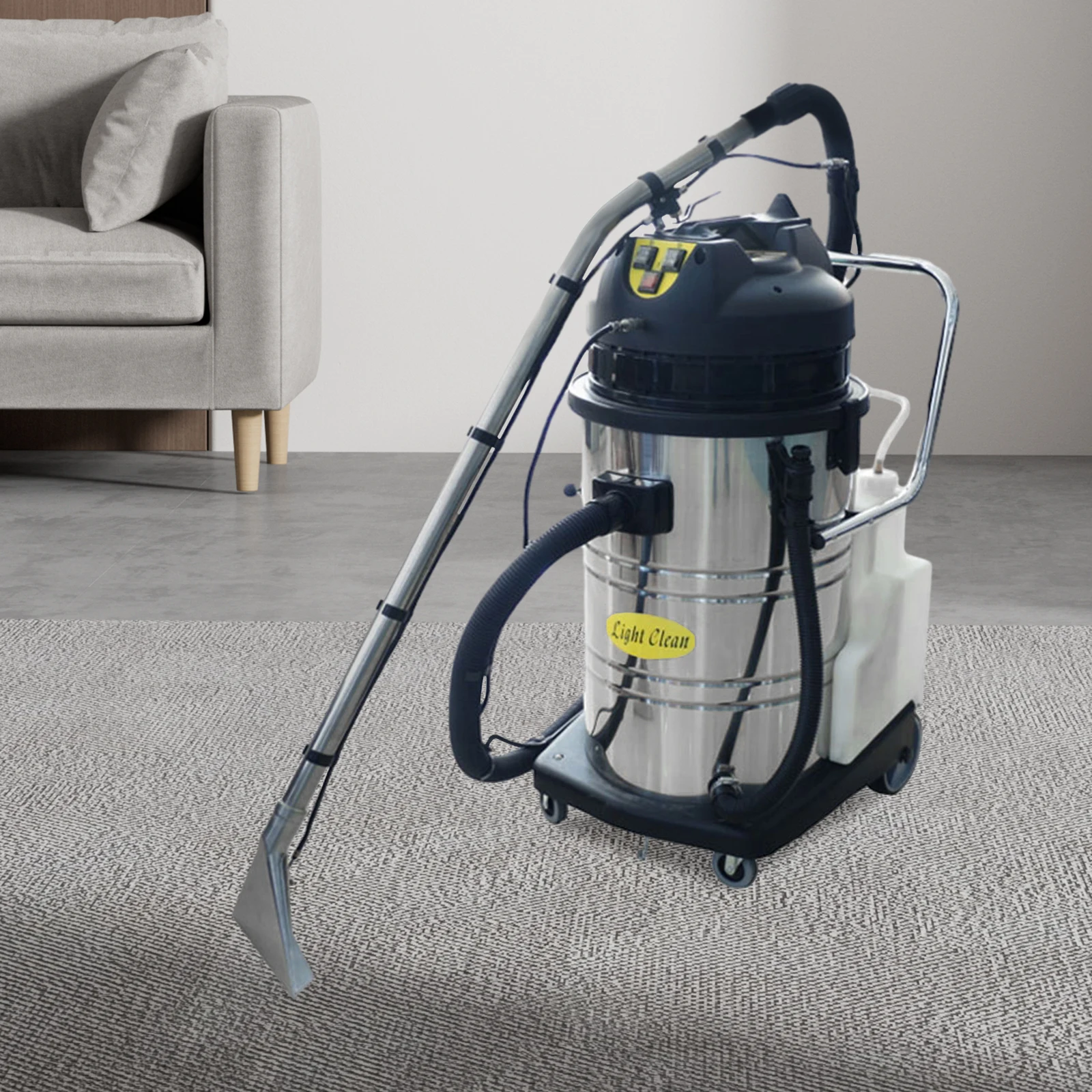 

60L/15.85gal 2110W Commercial Carpet Cleaner Machine, Heavy Duty Extractor Vacuum Washing Machine With Mobile Tires, Waterproof NEW