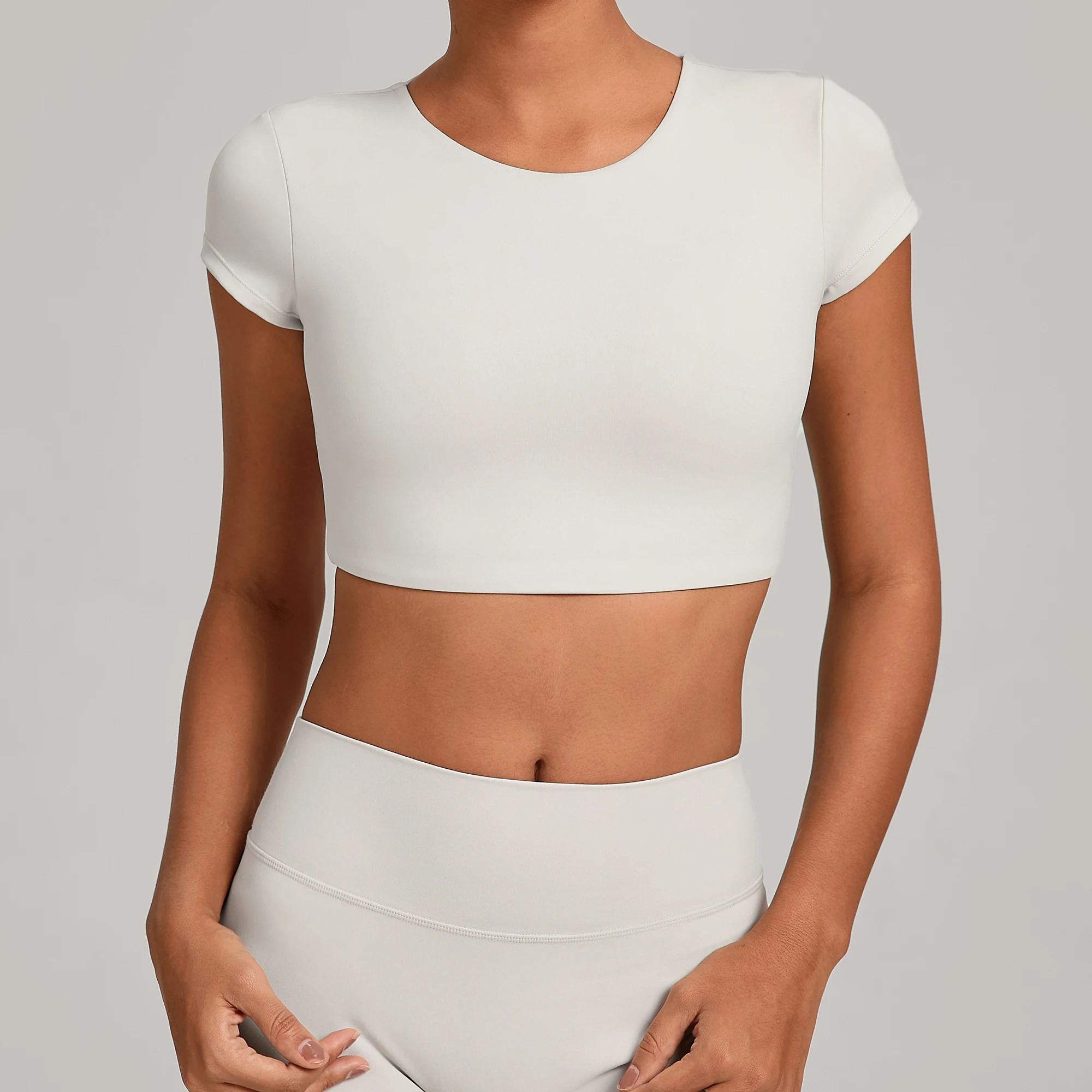No Padded Women's Yoga T-shirt Short Sleeves Bra Backless Fitness Top Beautiful Back Gym Clothes Form-fitting Running Tee image 5
