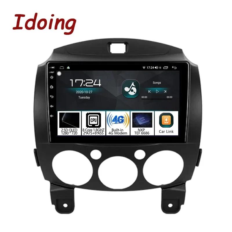 

Idoing 9 "Android автомобильное интеллектуальное авторадио аудио мультимедийное видео GPS-навигационный плеер для Mazda 2 DE 2007-2014 QLED головное устройство