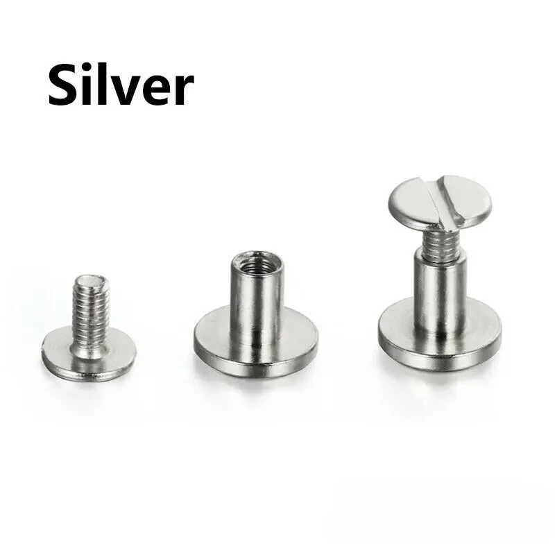 1250 Sets Sliver Flat Belt Screws Luggage Leather Craft Nail Rivets Brass Gold Silver Solid Female Rivet Slotted Stud Head