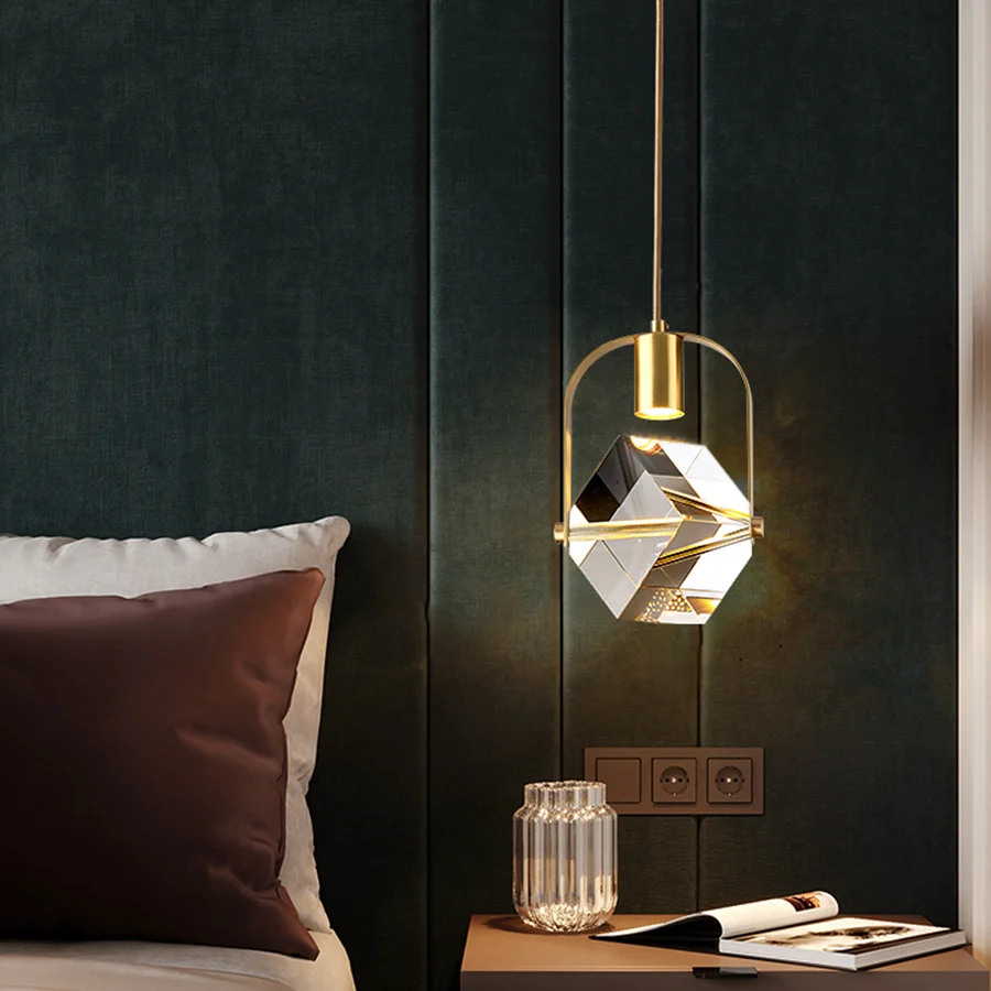 

Modern Luxury Crystal Led Pendant Light Living Dining Room Kitchen Suspension Hanging Light Bedroom Bedside Pendant Lamp