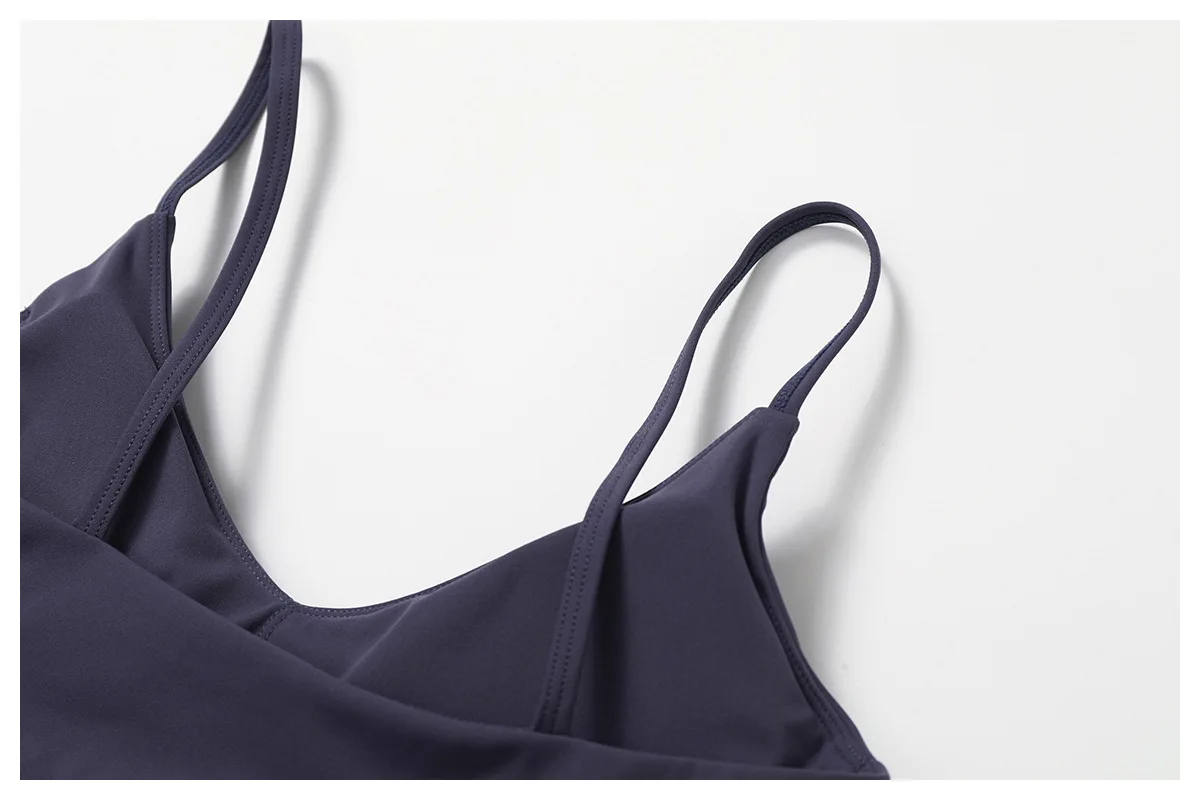 Sommer Neu Damen V-Ausschnitt Sport-BH Push-Up Bandeau-BH Fitness Rückenfreies Crop-Top Damen Workout Yoga Unterwäsche – Detail 6