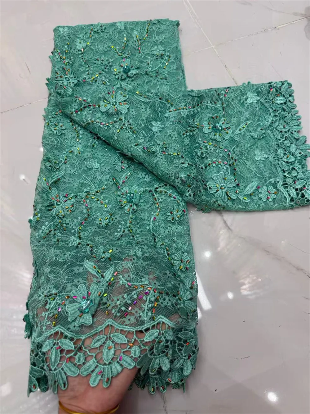 

Французская кружевная ткань высокого качества, тюль, зеленая африканская кружевная ткань с вышивкой для элегантного платья, нигерийский тюль, кружевной материал Hm75-1