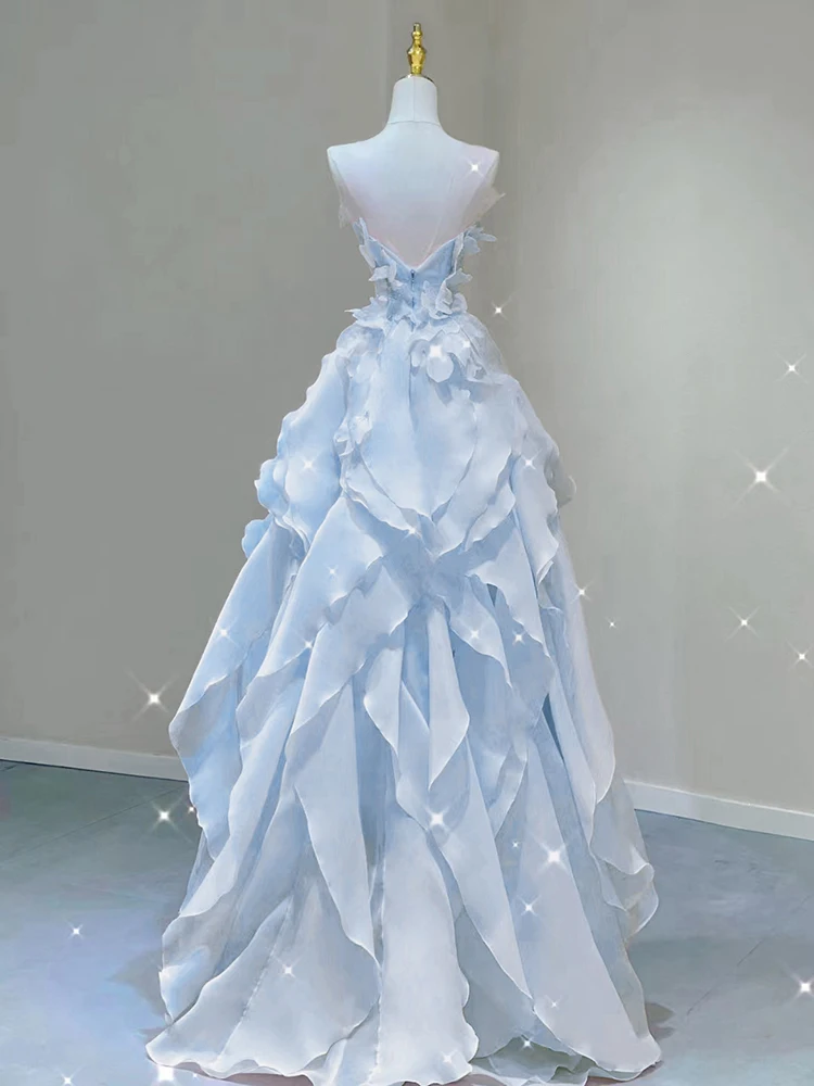 

Ele Blue Evening Gown Women's High-End Sensation Host Banquet Luxury Small ence High Adult Ceremony Super Fairy T