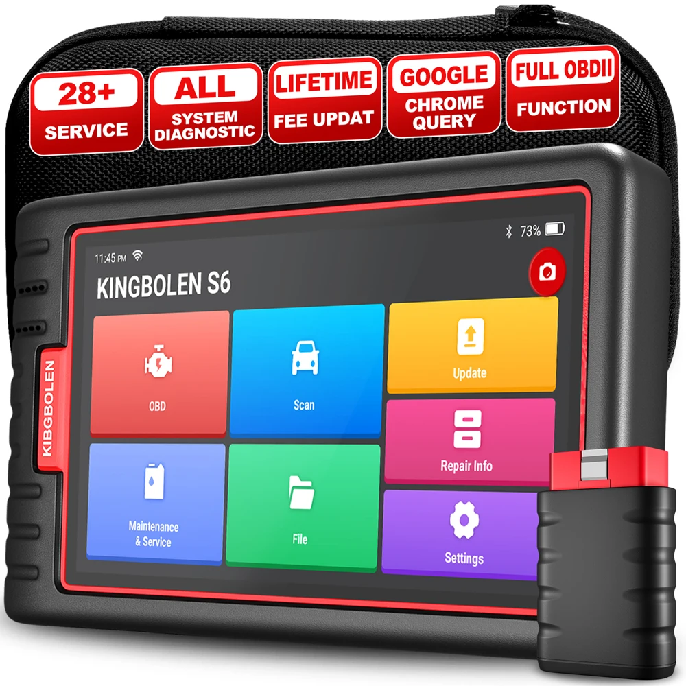 KINGBOLEN S6 pemindai diagnostik OBD2, sistem penuh 28 Reset tes bi-directional seumur hidup Gratis pemindai Updat