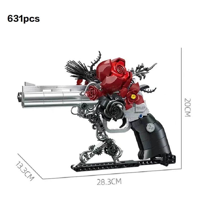 

Best Seller IN STOCK JJ9218 Crafted Rose revolver Model Ornament Builing Blocks Puzzle Gun Brick Children Toy Christmas Gift