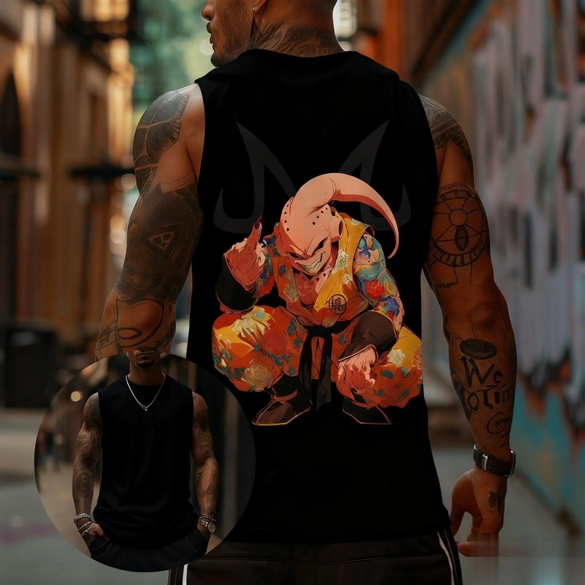 Camiseta sin mangas Dragon Ball Majin para hombre, ropa informal con estampado de Anime, chaleco sin mangas muscular, camisa de entrenamiento para gimnasio, moda informal ​ ​   Verano de 2025