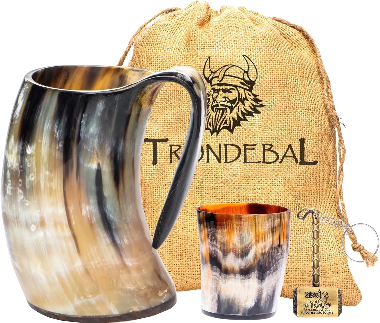

Natural Ox Horn Drinking Mug, 15-20 Oz Unique Gift for Men and Women, Home Decor Accessory for Beer and Whiskey