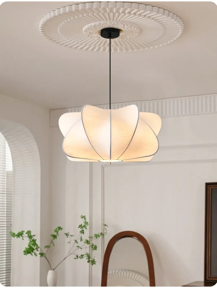 

Lomin Imitation Silk Pumpkin Pendant Lamp Fabric Chandelier Zen Style for New Chinese Restaurant Bedroom Room Decor