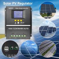 100A MPPT Solar Charge Controller Solar PV Battery Charger Dual USB Solar Panel Regulator 12V 24V 36V 48V for Solar Panel