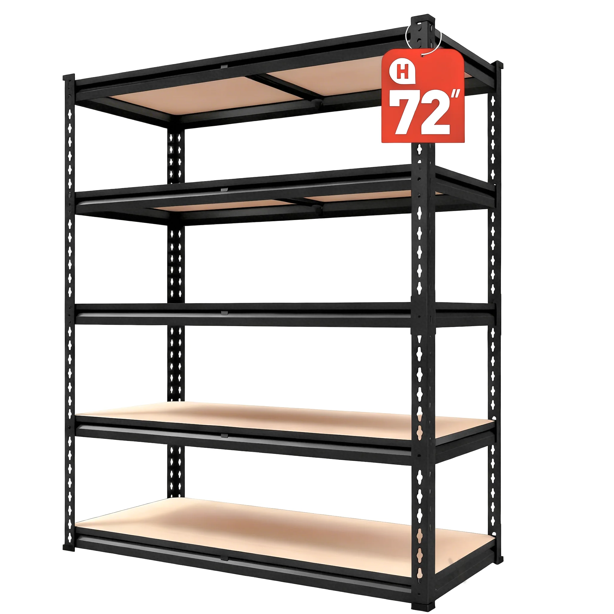 

5-ярусный металлический стеллаж для гаража, 183 см высотой x 91 см шириной x 41 см глубиной, регулируемый стеллаж для хранения продуктов в подвале