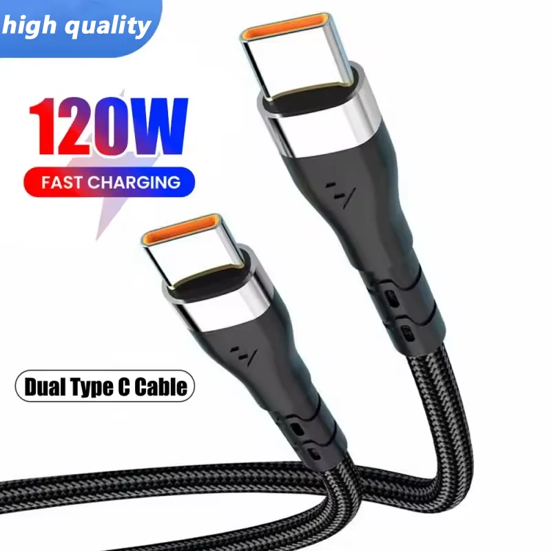 Type C Cable PD 120W USB-C to Type-C Fast Charging Cable For iPhone 15 16 17 Samsung Xiaomi Huawei USB-C Cord 0.25m/1m/1.5m/2m