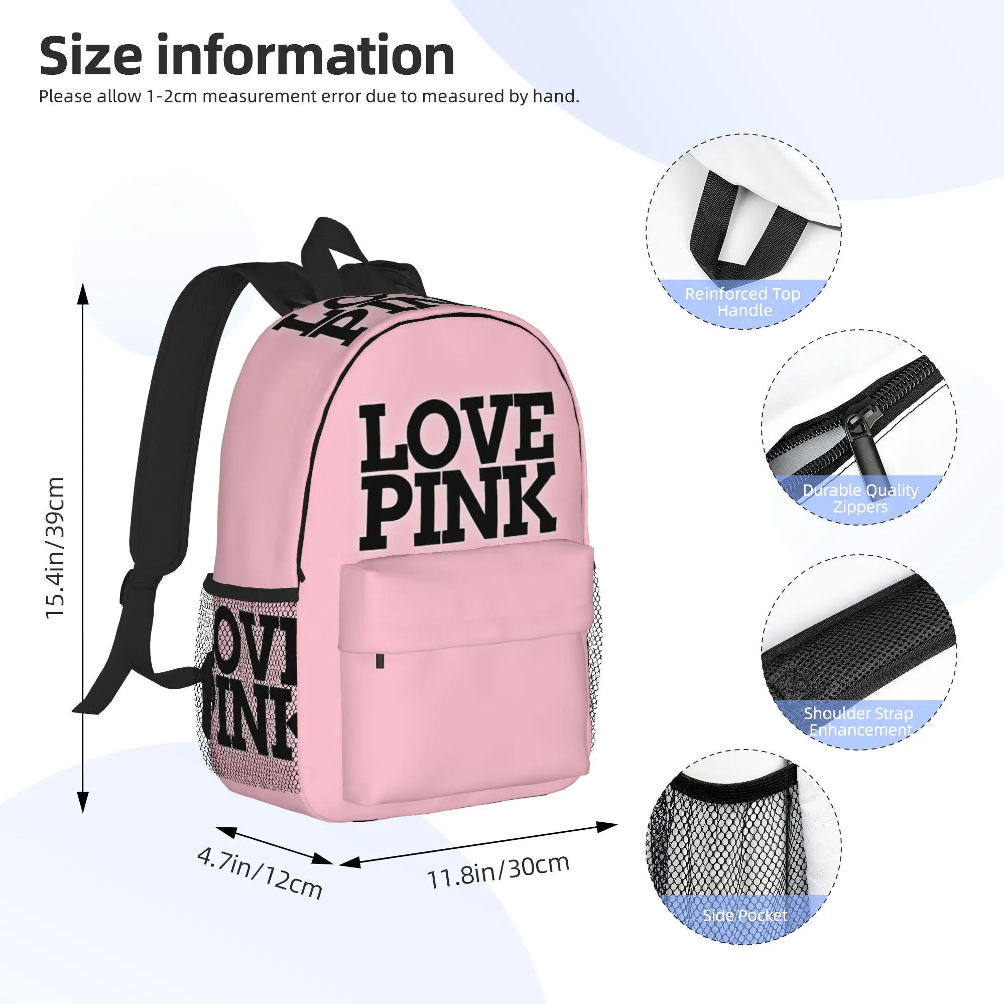 Love Pink  Backpack Hot Sale Daypack Large Capacity Boys Girls BookBag Shoulder Bags for Men Women School Bag